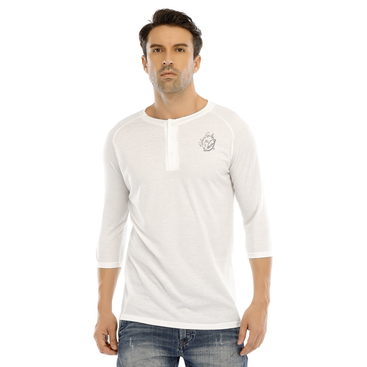 All-Over Print Men's Bracelet Sleeve T-shirt With Button Closure