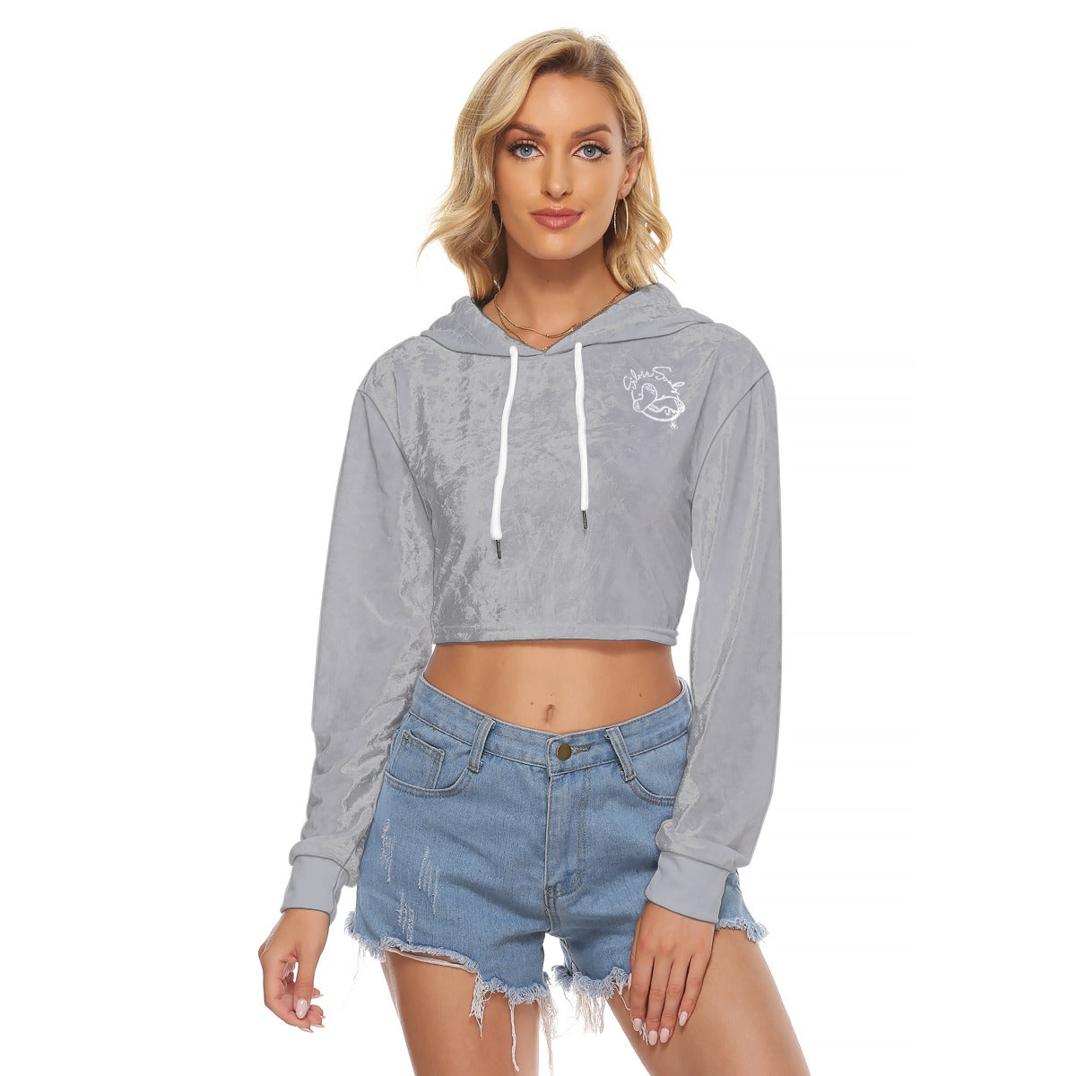 All-Over Print Women's Crop Top Hoodie|Velvet