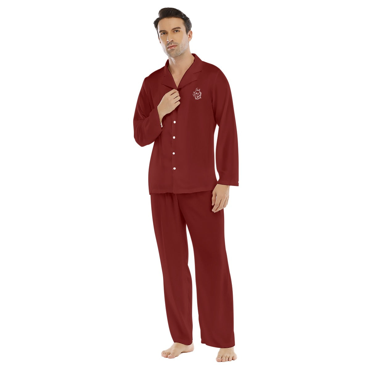 All-Over Print Men's Lapel Pajama Set