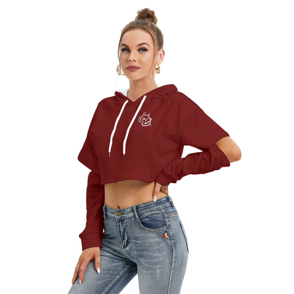 All-Over Print Women's Heavy Fleece Hoodie With Hollow Out Sleeve