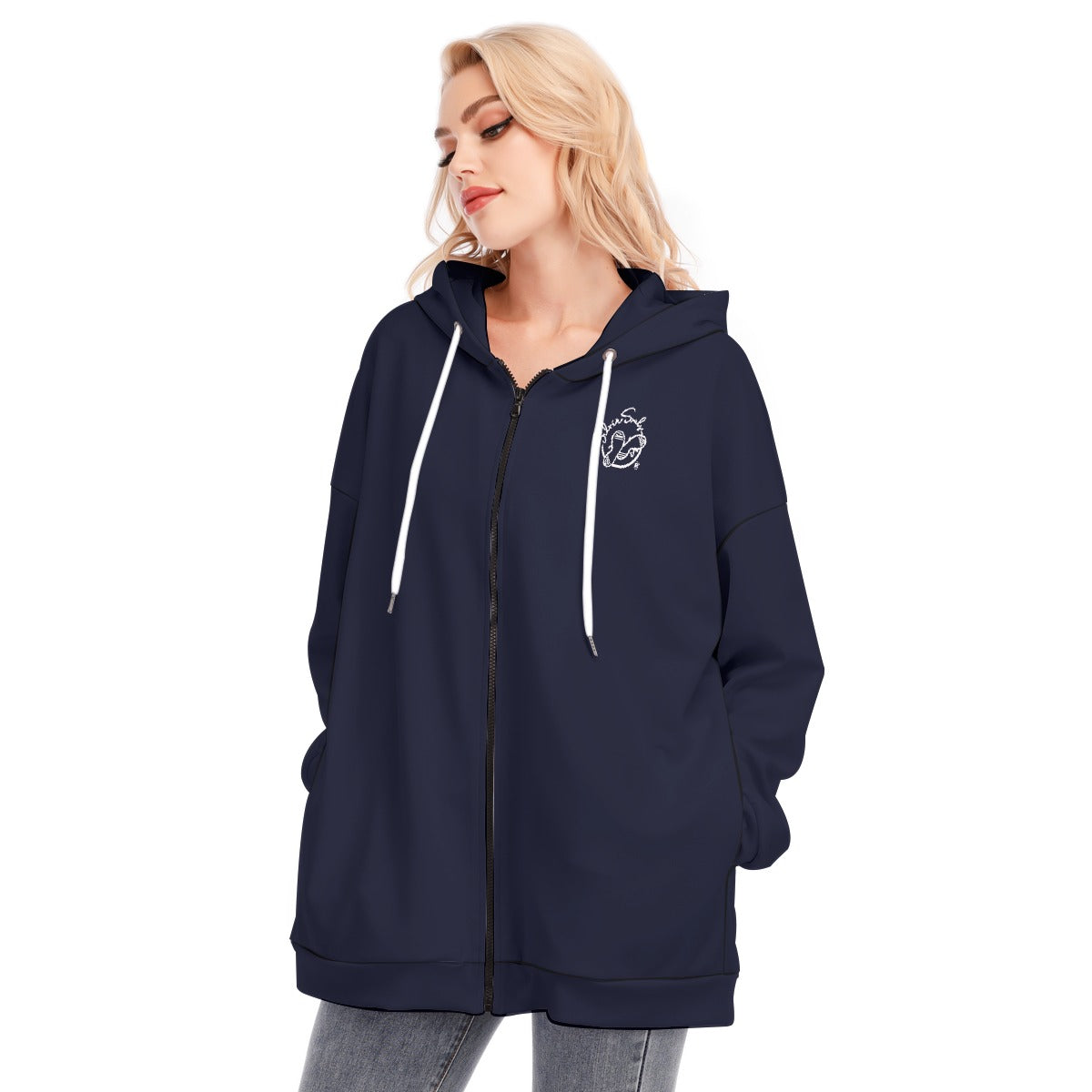 All-Over Print Women's Long Hoodie With Zipper Closure