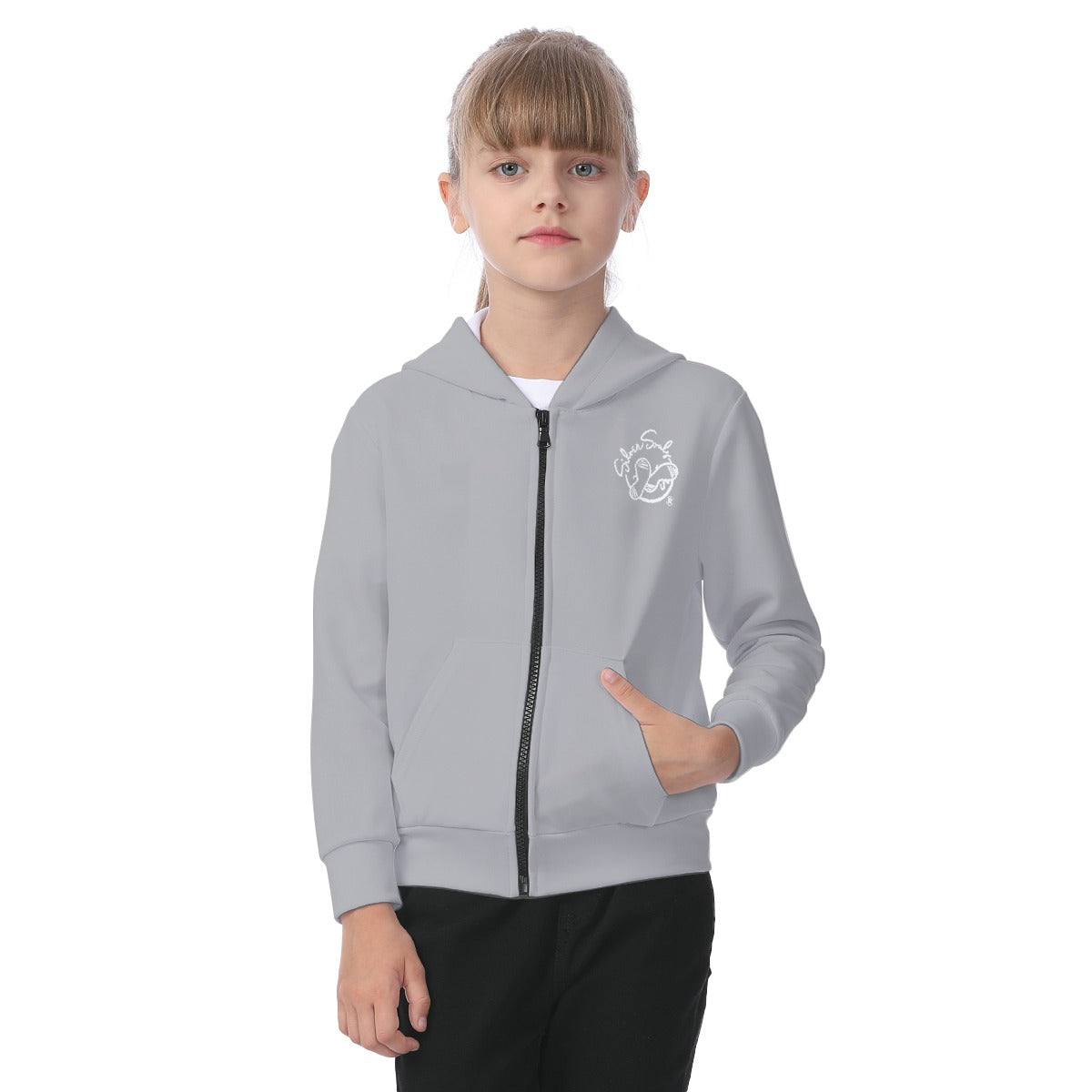 All-Over Print Kid's Zip-up Hoodie With Patch Pocket