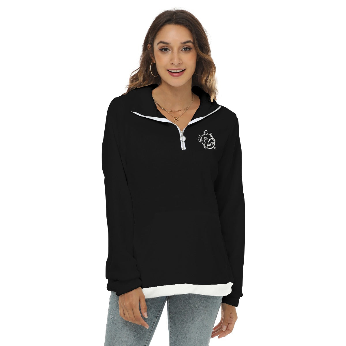 All-Over Print Women's Borg Fleece Sweatshirt With Half Zip