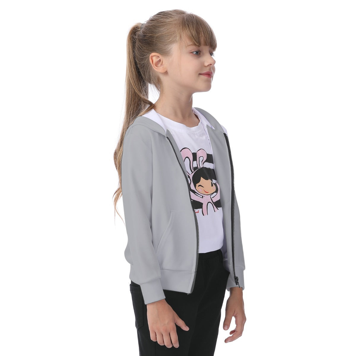 All-Over Print Kid's Zip-up Hoodie With Patch Pocket