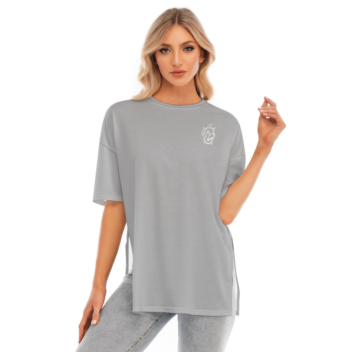 All-Over Print Women's Short Sleeves T-shirt With Hem Split