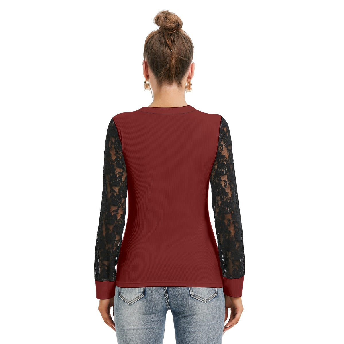 All-Over Print Women's T-shirt And Sleeve With Black Lace