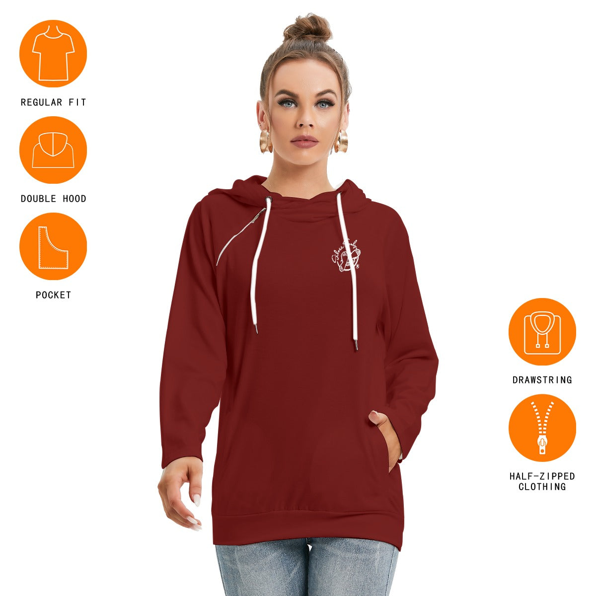 All-Over Print Women's Hoodie With Double Hood