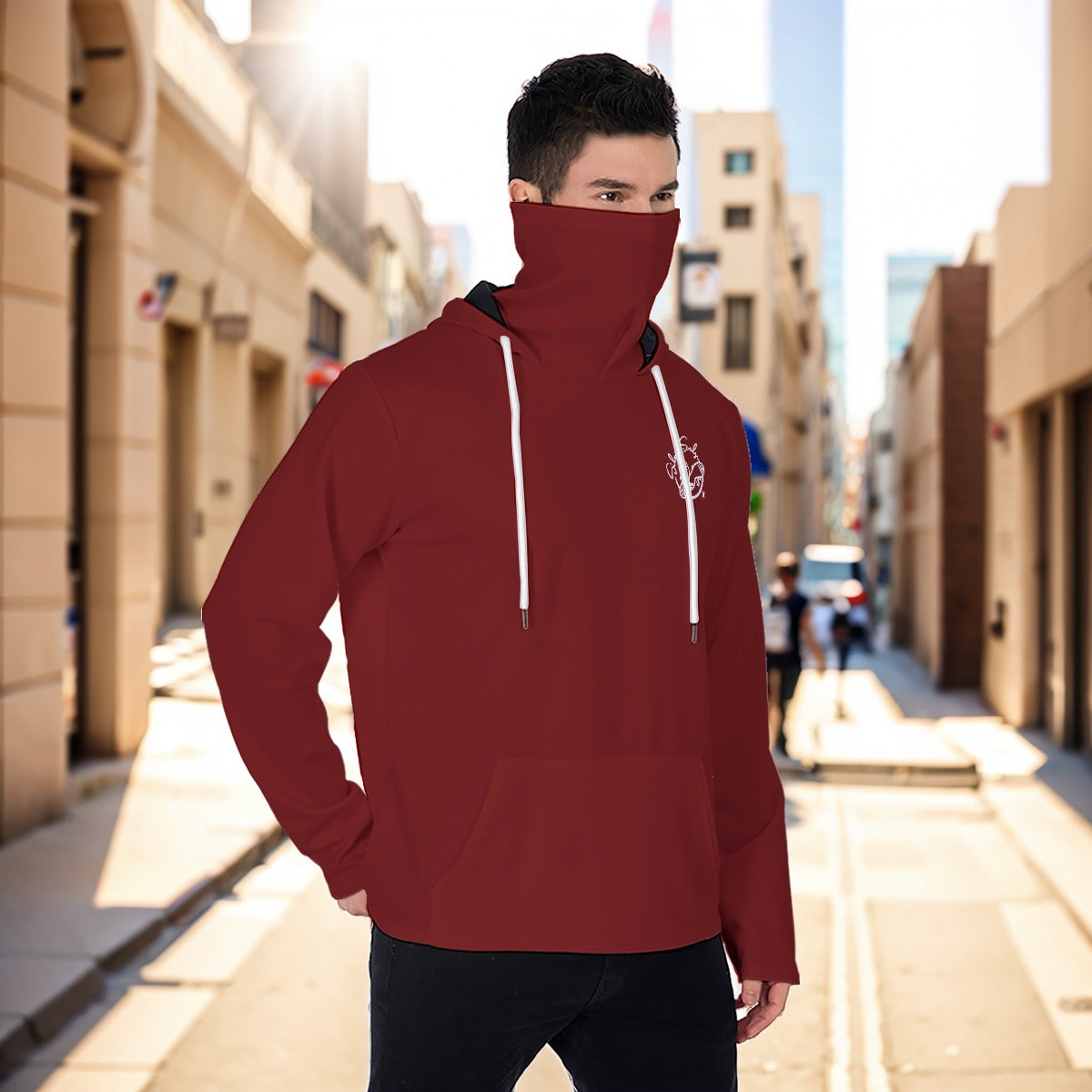 Eco-friendly All-Over Print Men's Masked Hoodie