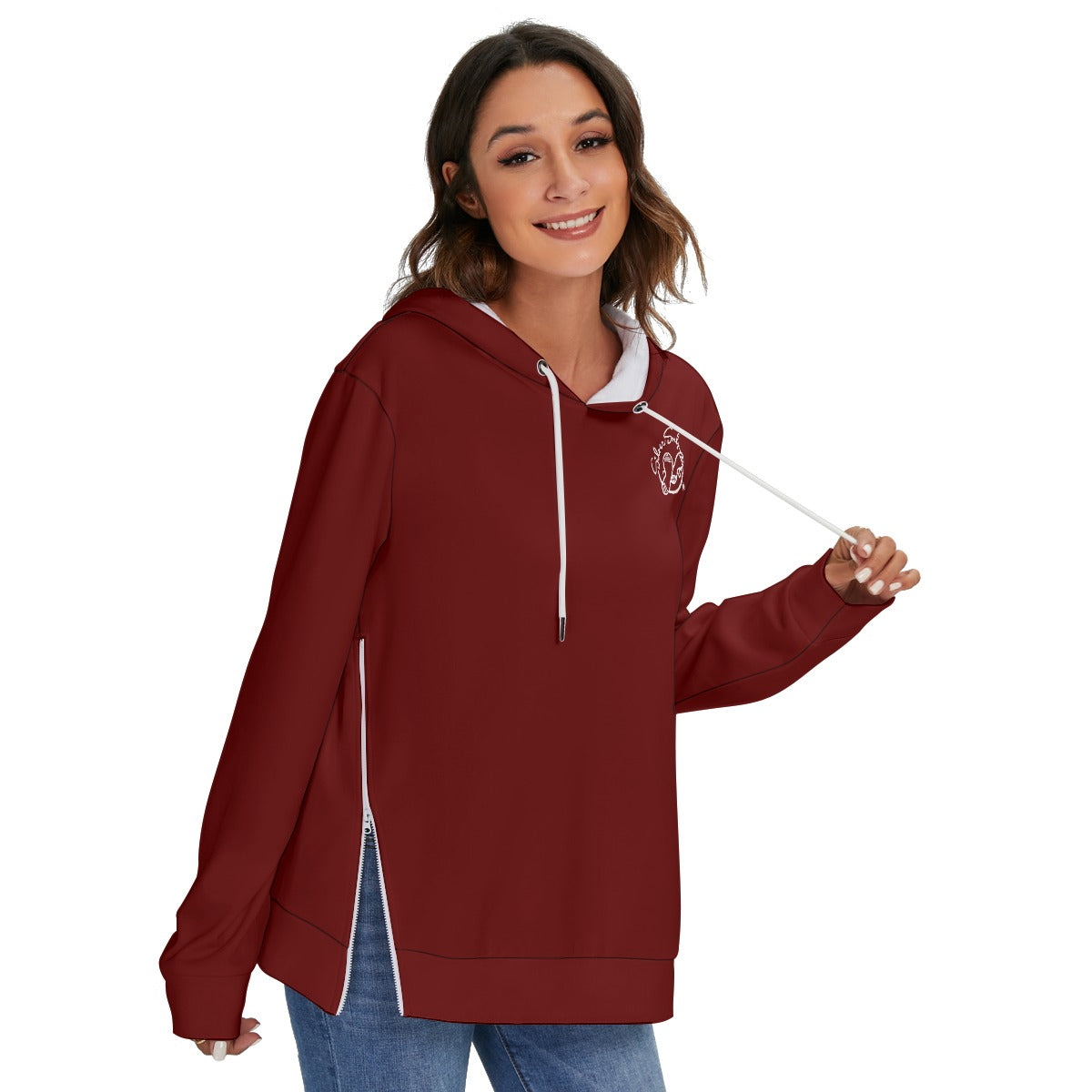 All-Over Print Women's Heavy Fleece Zip-on-the-Side Hoodie