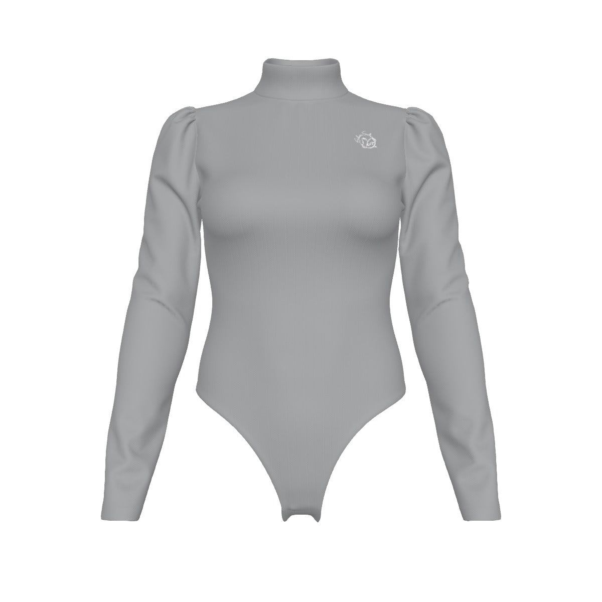 All-Over Women's Turtleneck Bodysuit With Puff Sleeve