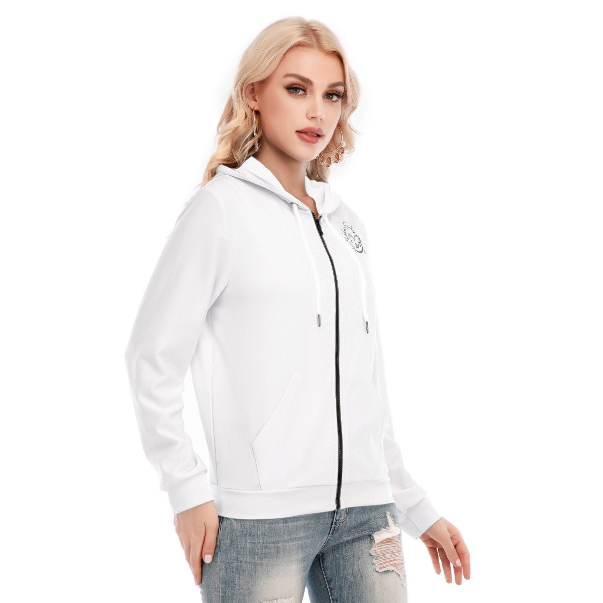 All-Over Print Women's Hoodie With Zipper