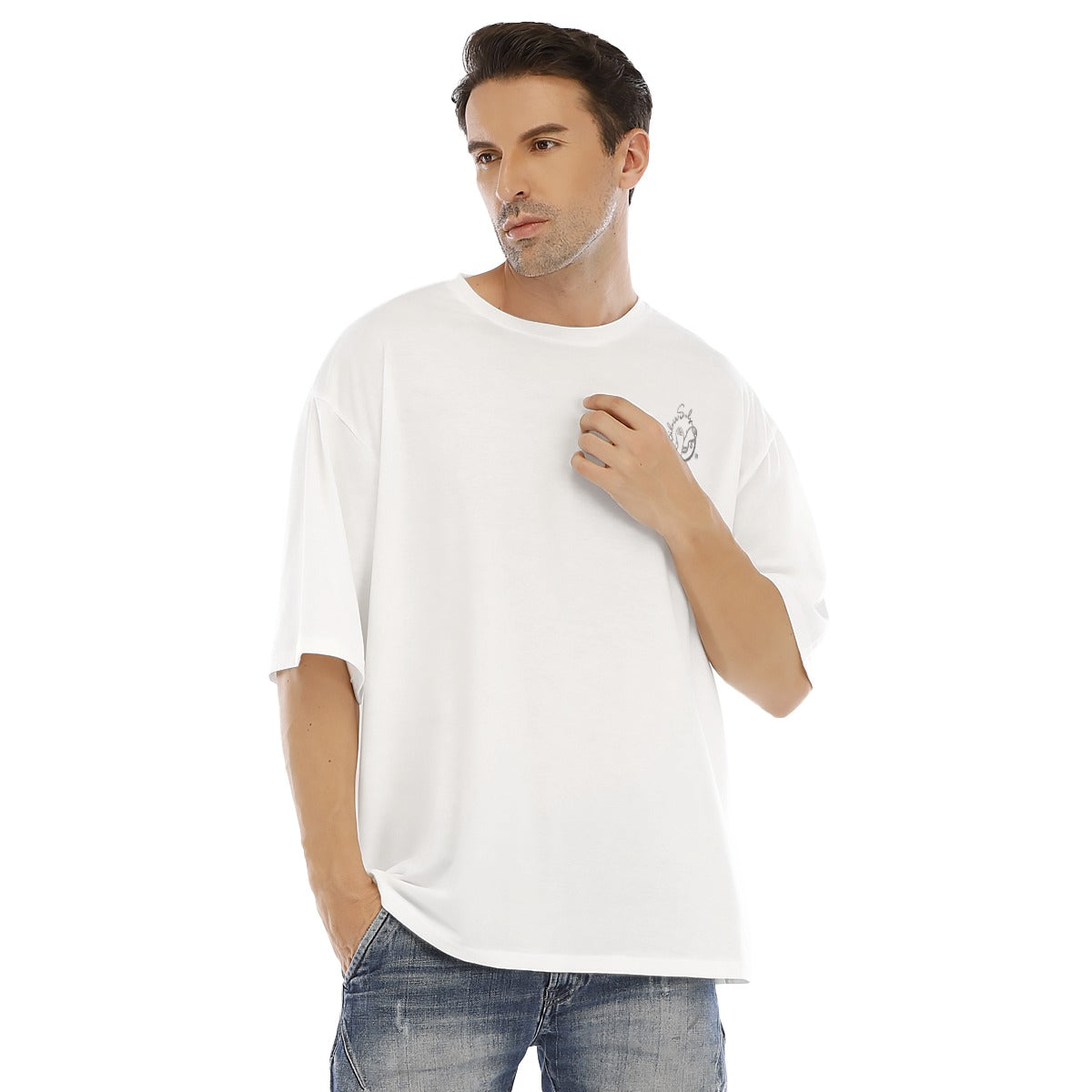 All-Over Print Men's Drop Shoulder T-shirt With Short Sleeve