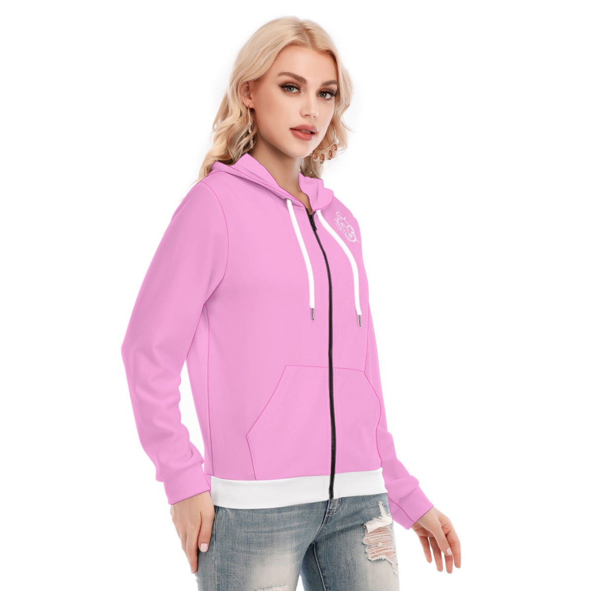 All-Over Print Women's Hoodie With Zipper