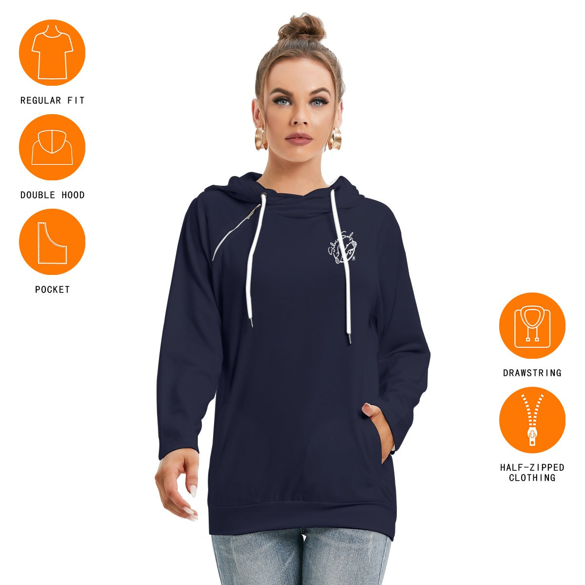 All-Over Print Women's Hoodie With Double Hood