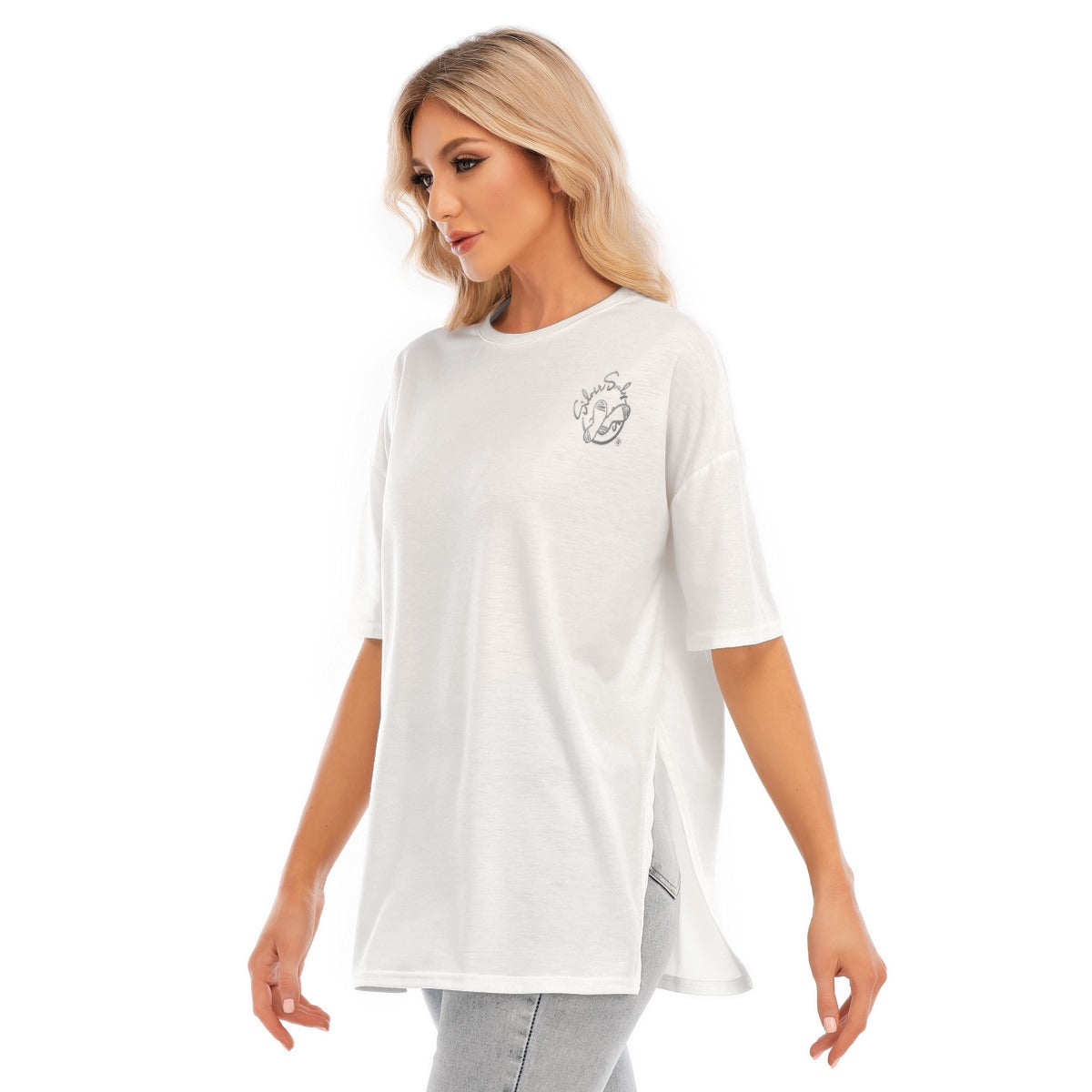 All-Over Print Women's Short Sleeves T-shirt With Hem Split