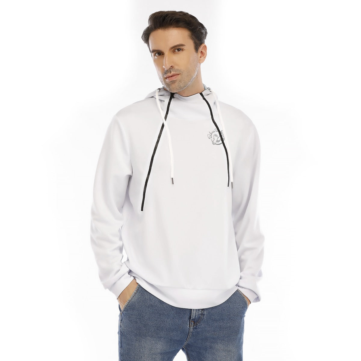 All-Over Print Men's Hoodie With Placket Double Zipper