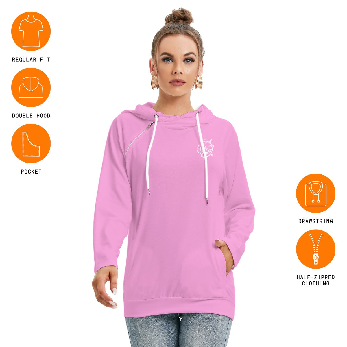 All-Over Print Women's Hoodie With Double Hood