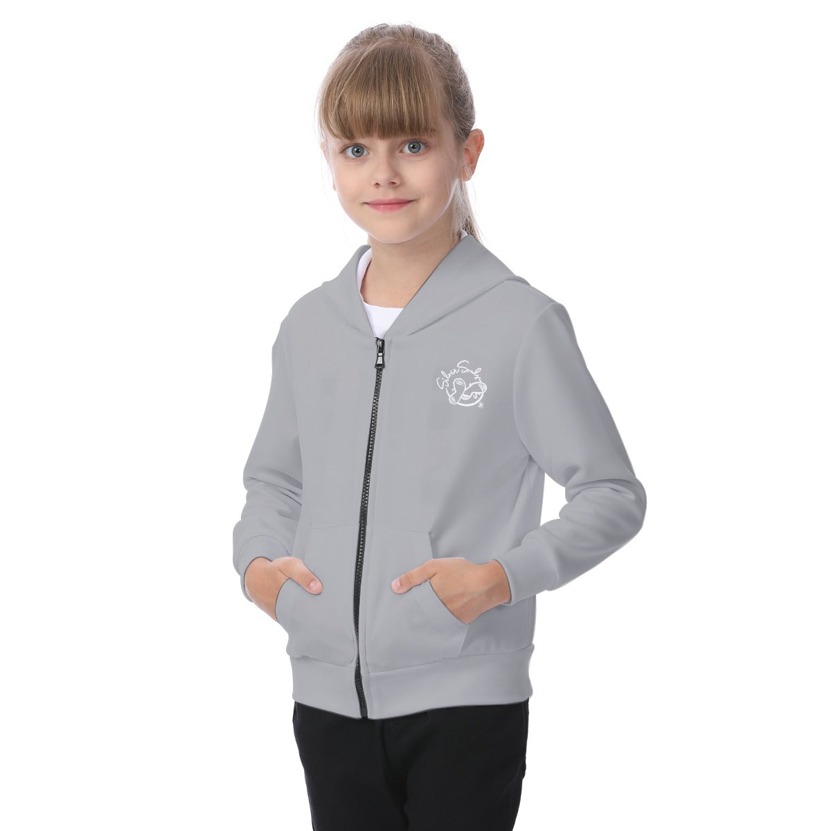 All-Over Print Kid's Zip-up Hoodie With Patch Pocket