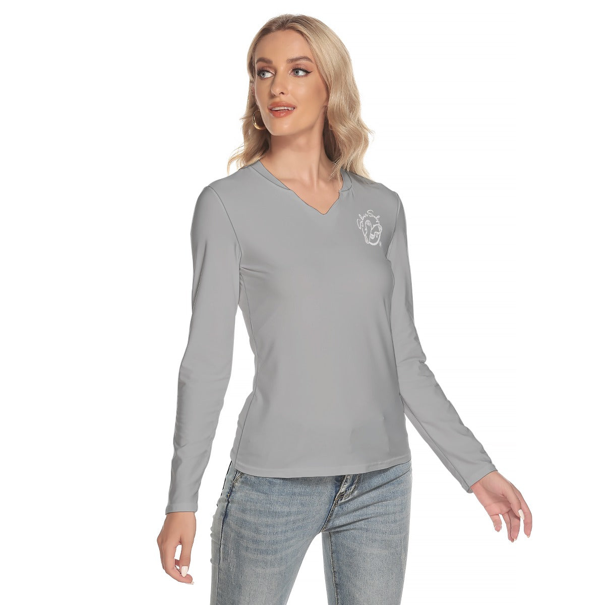 All-Over Print Women's V-Neck Long Sleeves T-Shirt