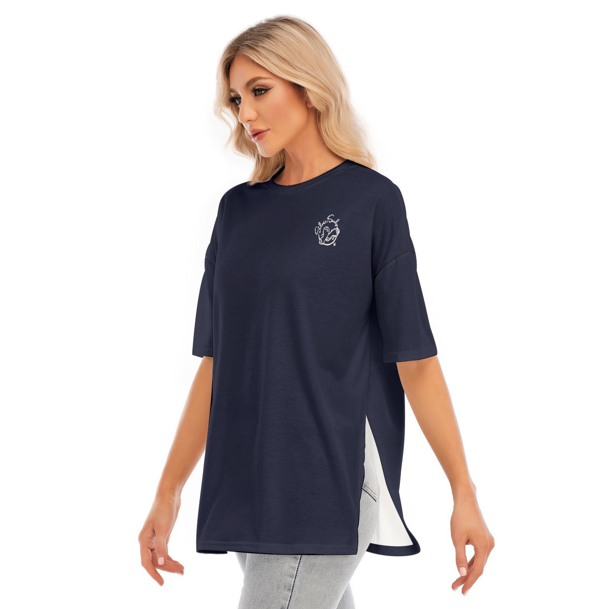 All-Over Print Women's Short Sleeves T-shirt With Hem Split