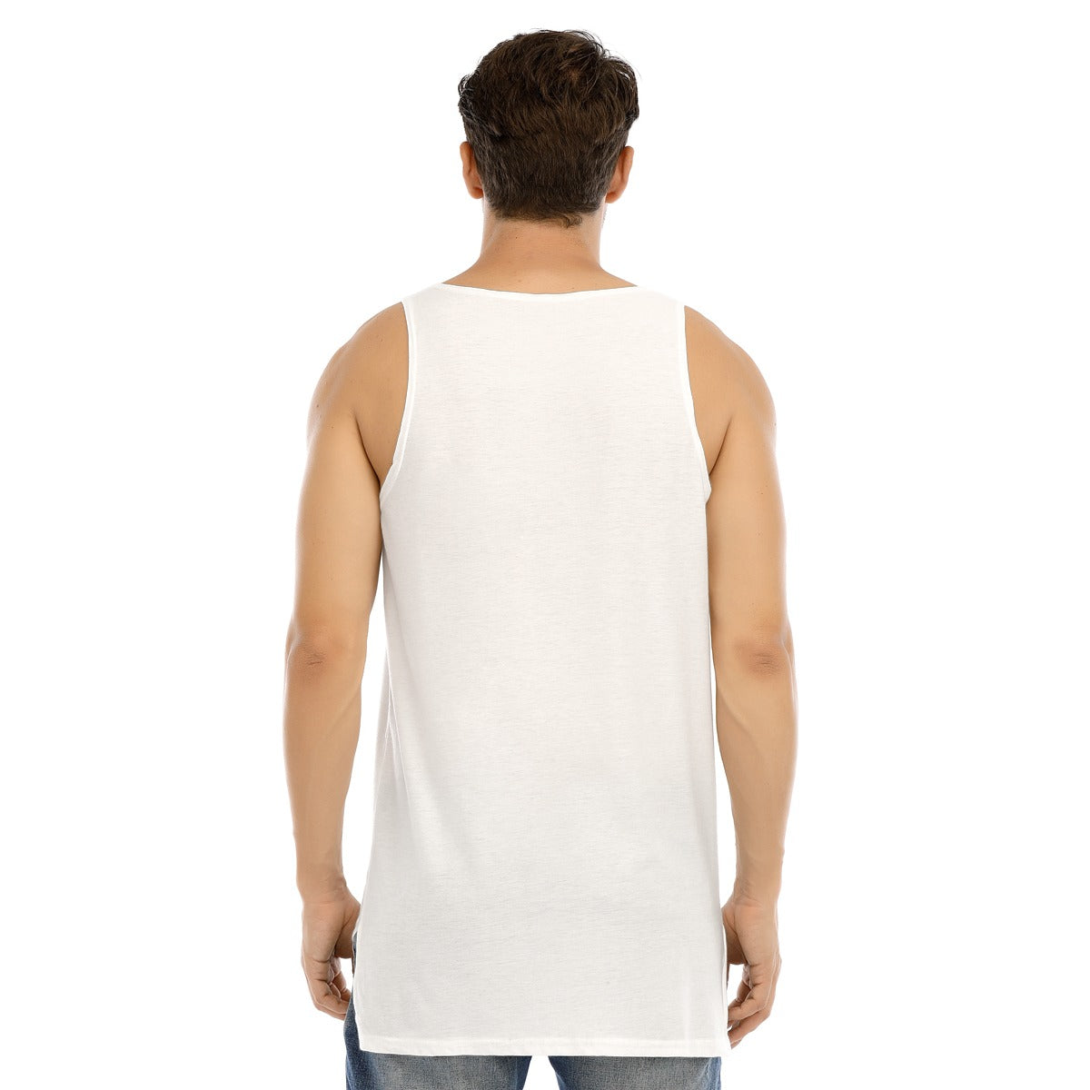 All-Over Print Men's Curved Hem Long Tank Top