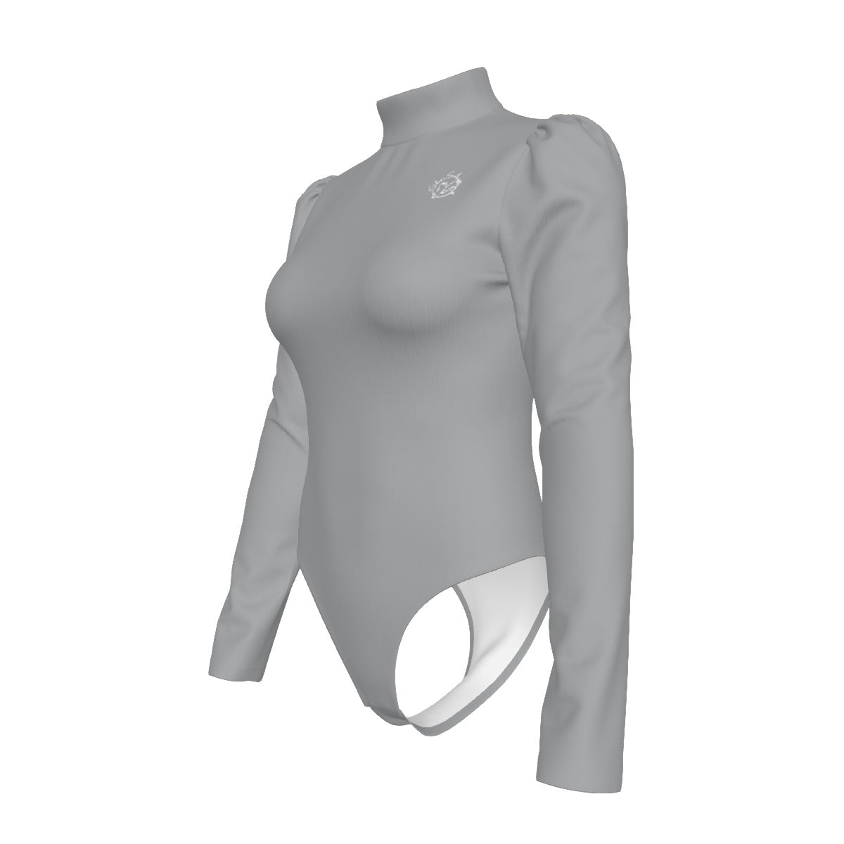 All-Over Women's Turtleneck Bodysuit With Puff Sleeve