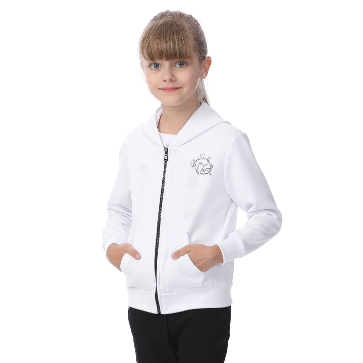 All-Over Print Kid's Zip-up Hoodie With Patch Pocket