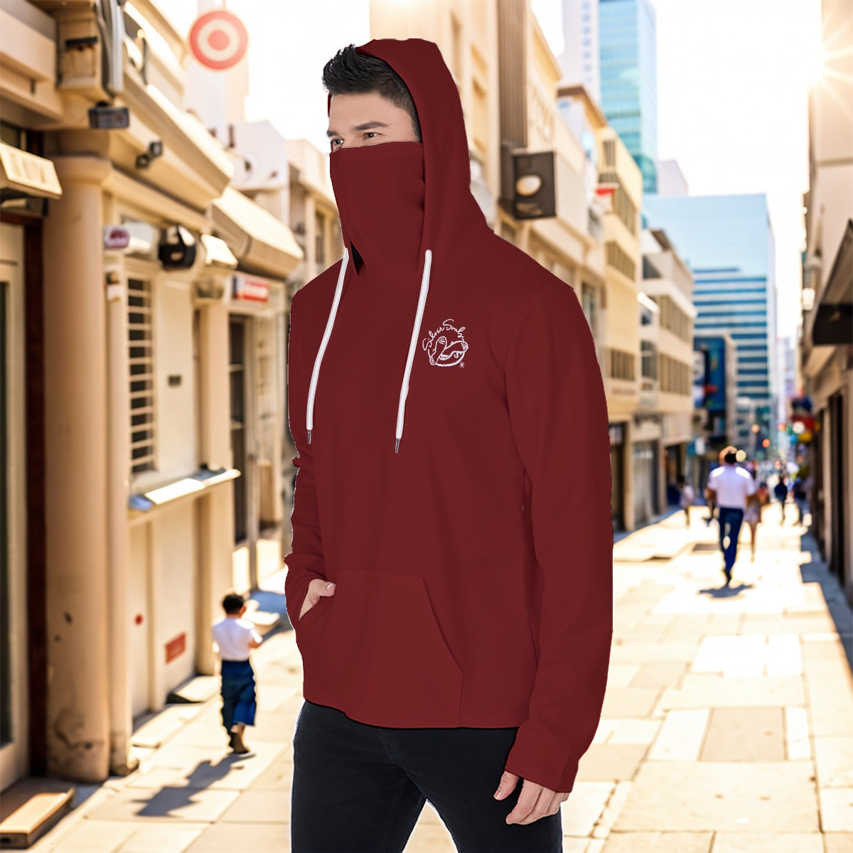 Eco-friendly All-Over Print Men's Masked Hoodie