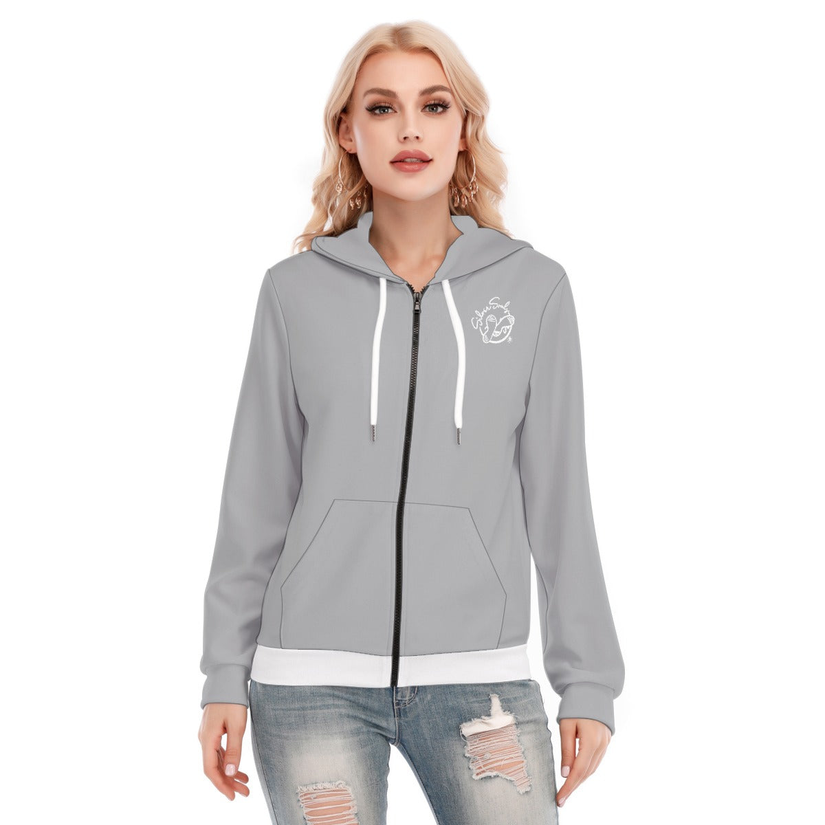 All-Over Print Women's Hoodie With Zipper