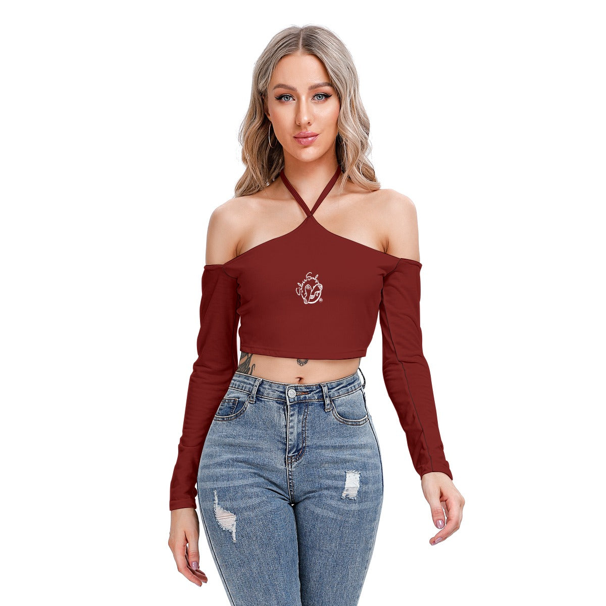 All-Over Print Women's Halter Lace-up Top