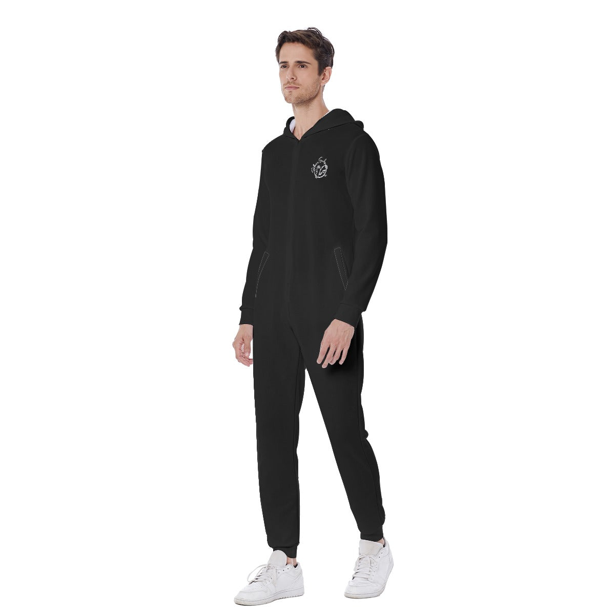 All-Over Print Men's Hooded Jumpsuit