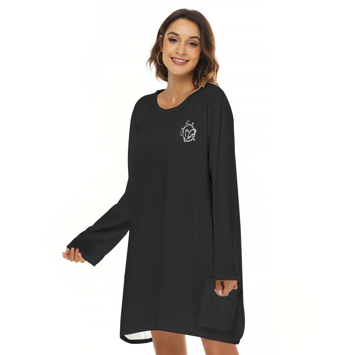 All-Over Print  Women's Loose Crew Neck Dress