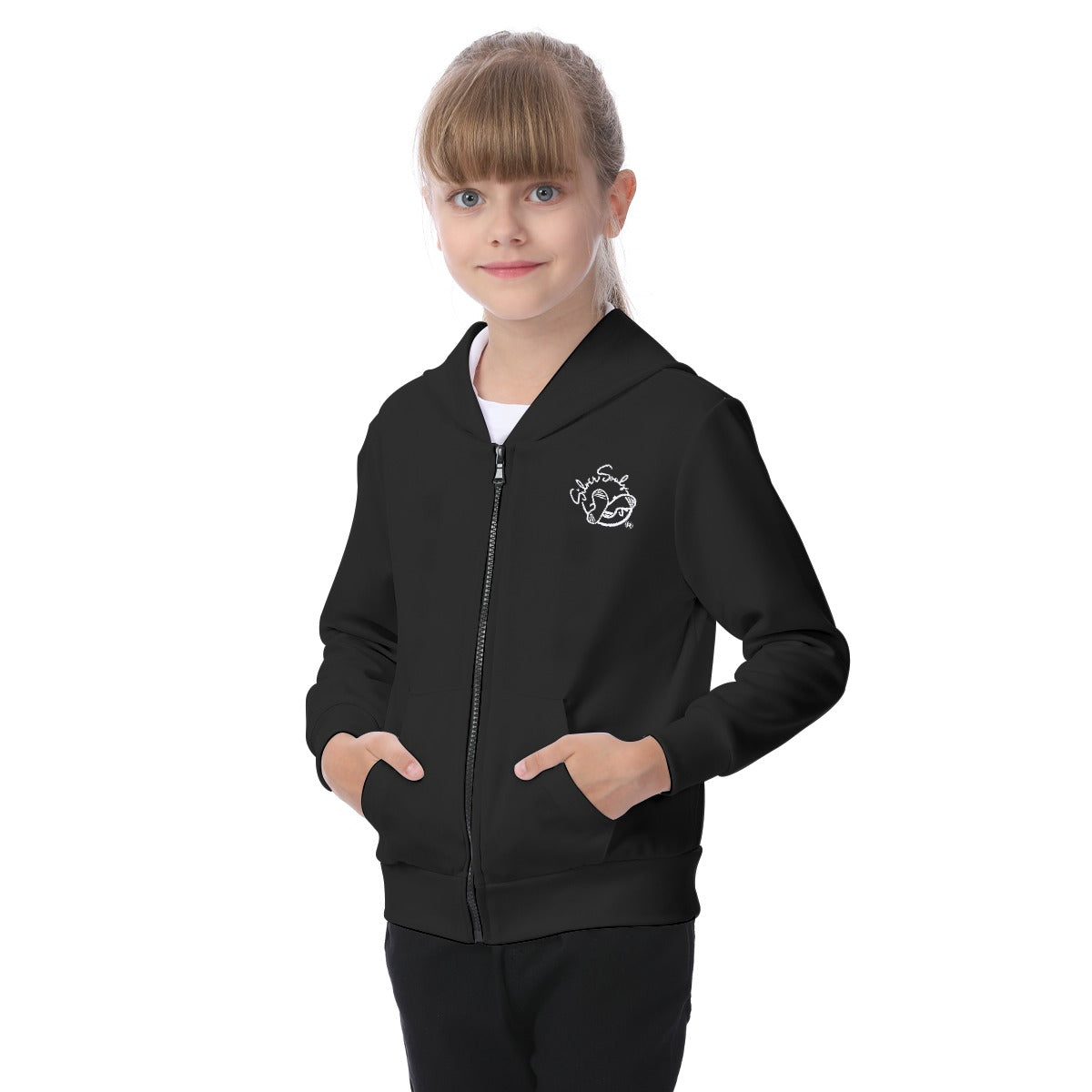 All-Over Print Kid's Zip-up Hoodie With Patch Pocket