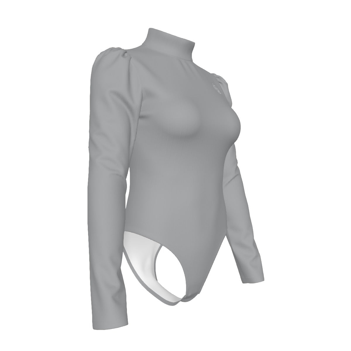 All-Over Women's Turtleneck Bodysuit With Puff Sleeve