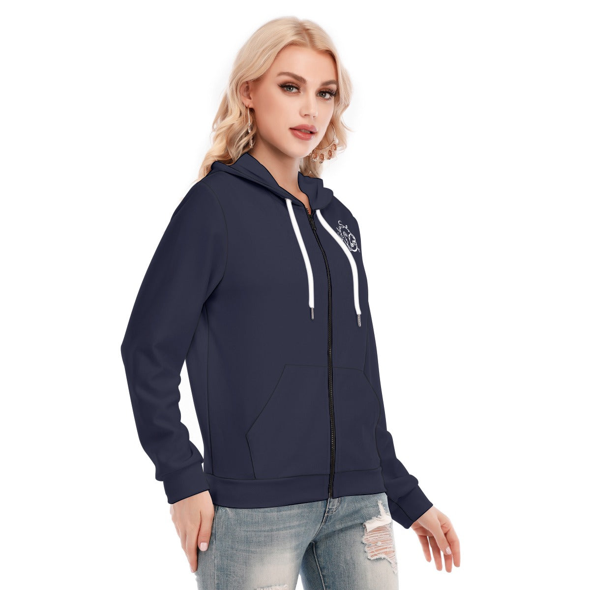 All-Over Print Women's Hoodie With Zipper