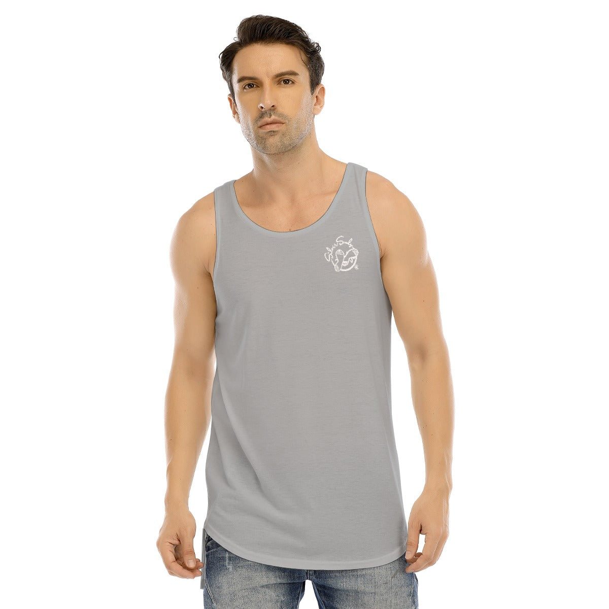 All-Over Print Men's Curved Hem Long Tank Top