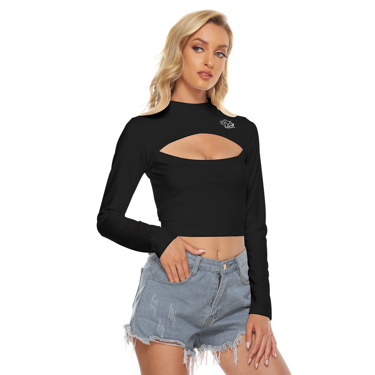 All-Over Print Women's Hollow Chest Keyhole Tight Crop Top