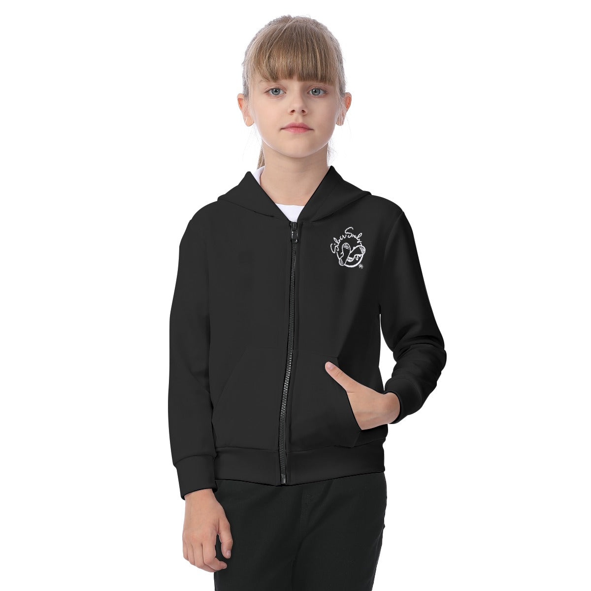 All-Over Print Kid's Zip-up Hoodie With Patch Pocket