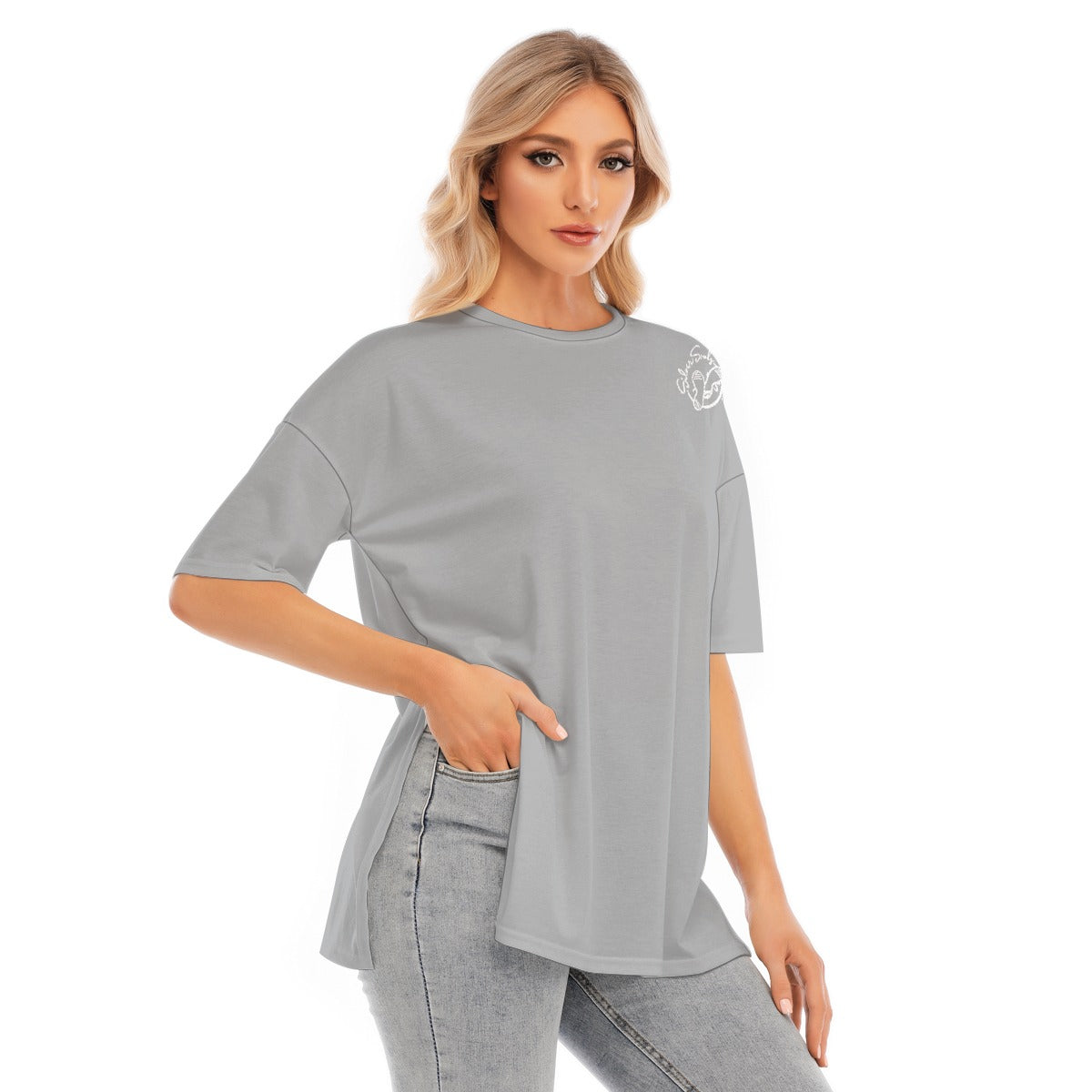 All-Over Print Women's Short Sleeves T-shirt With Hem Split