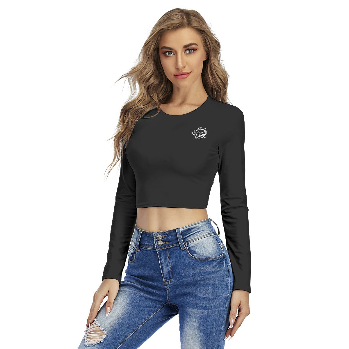 All-Over Print Women's Round Neck Crop Top T-Shirt