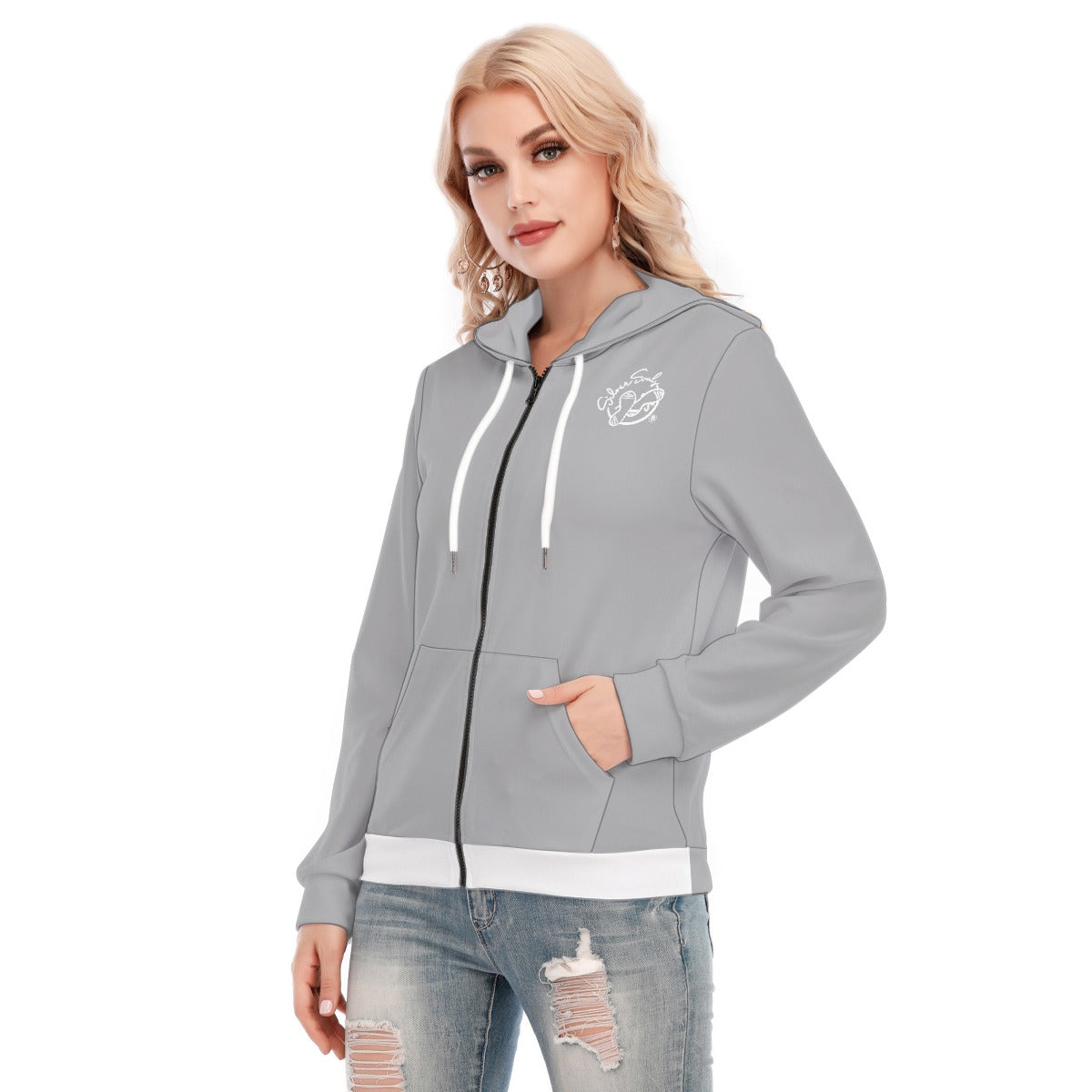 All-Over Print Women's Hoodie With Zipper