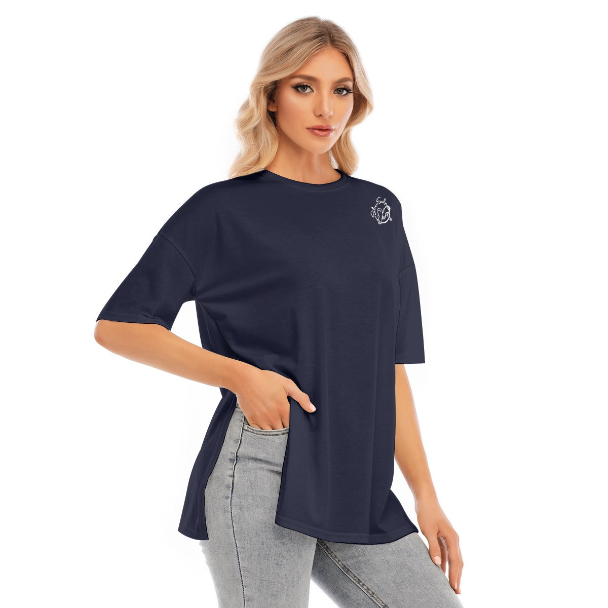 All-Over Print Women's Short Sleeves T-shirt With Hem Split