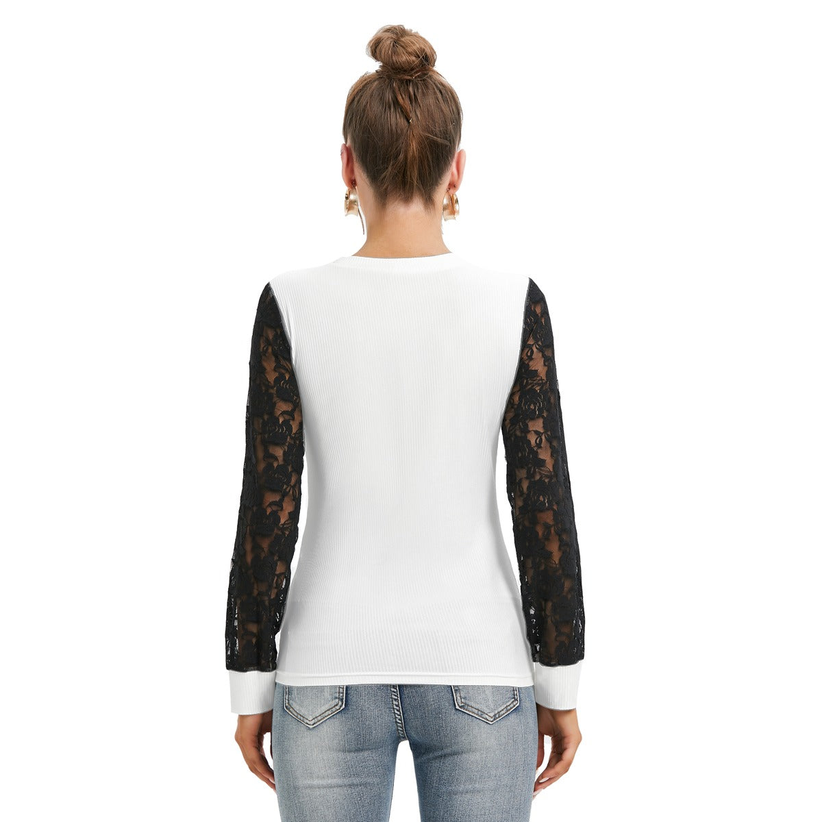 All-Over Print Women's T-shirt And Sleeve With Black Lace