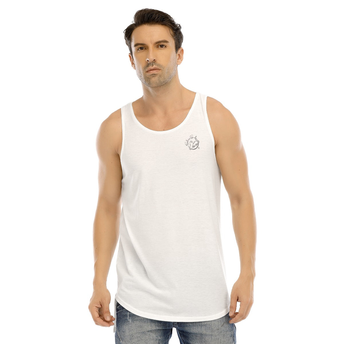 All-Over Print Men's Curved Hem Long Tank Top