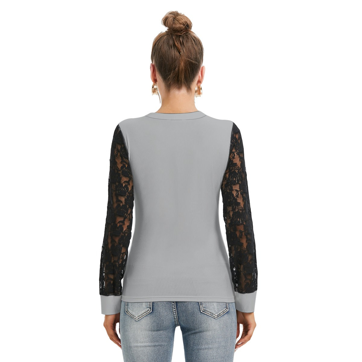 All-Over Print Women's T-shirt And Sleeve With Black Lace