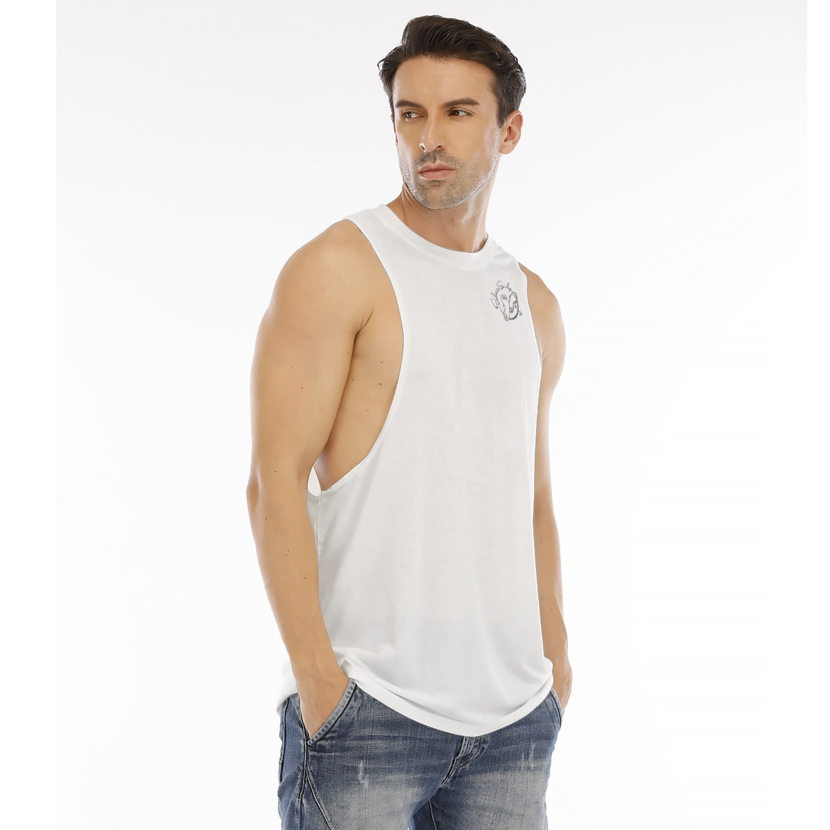 All-Over Print Men's O-neck Long Tank Top