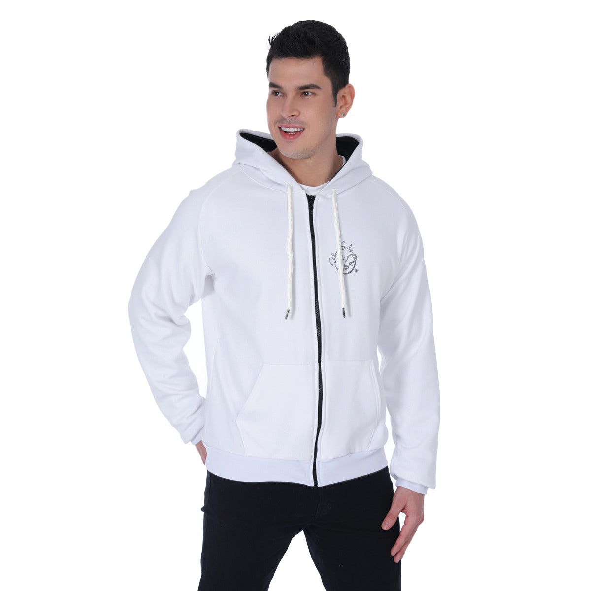 All-Over Print Men's Heavy Fleece Raglan Zip Up Hoodie With Pocket