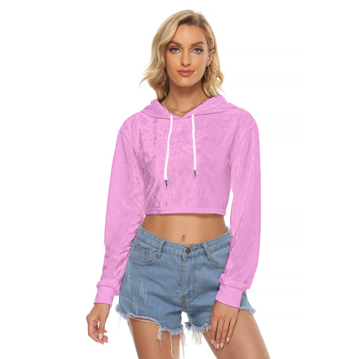 All-Over Print Women's Crop Top Hoodie|Velvet